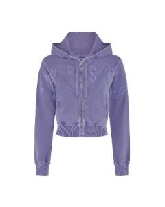 Women's Irongate Cropped Batwing Zip Hoodie - Washed Purple sold by Trapstar London