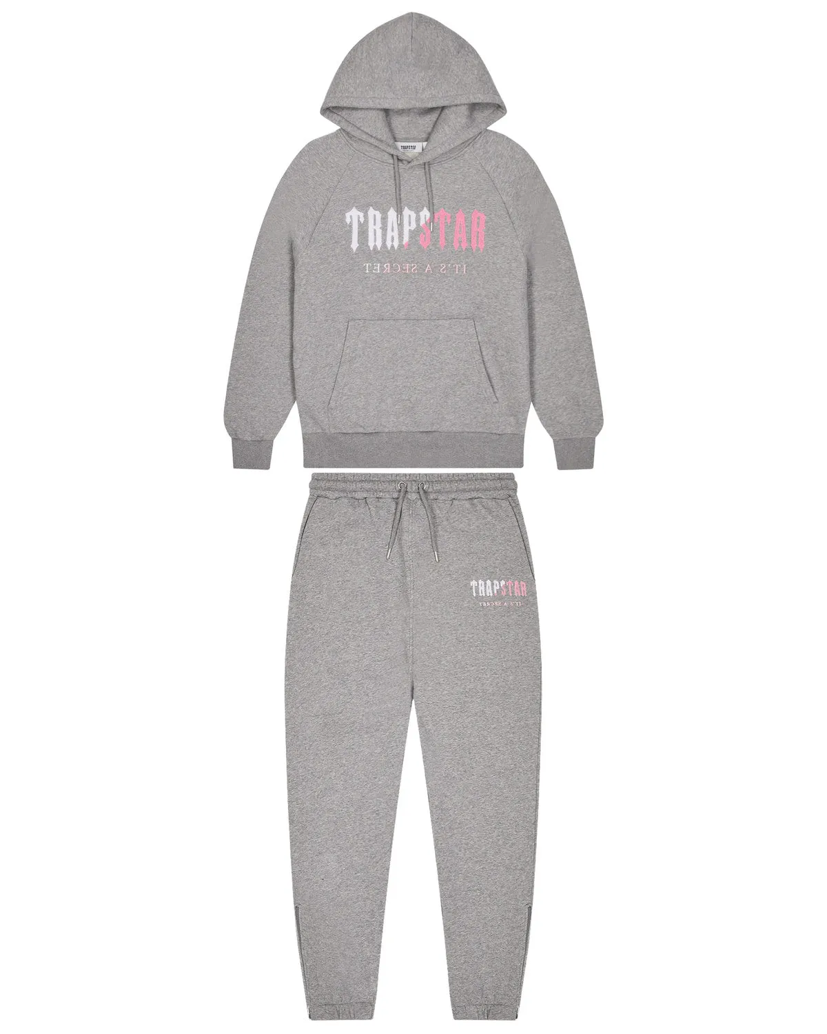 Decoded Chenille Hooded Tracksuit - Grey/Pink sold by Trapstar London