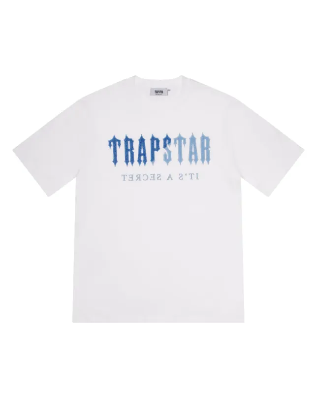 Chenille Decoded T-Shirt - White/Blue made by Trapstar London