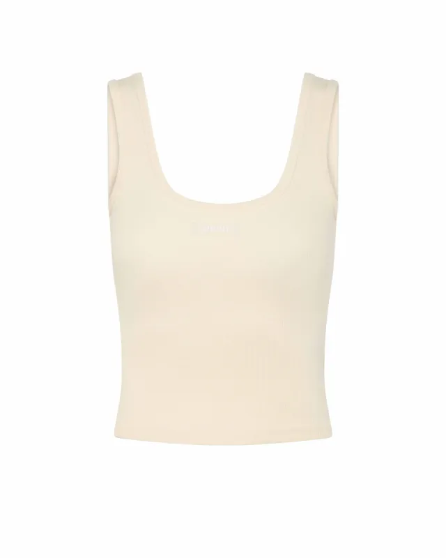 Women's Rib Vest with Irongate Silicone Badge - Off White sold by Trapstar London
