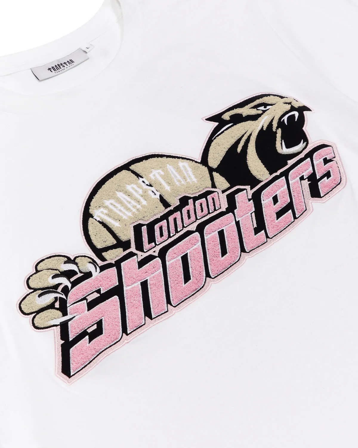 Shooters Chenille T-Shirt - White/Pink | Parallel