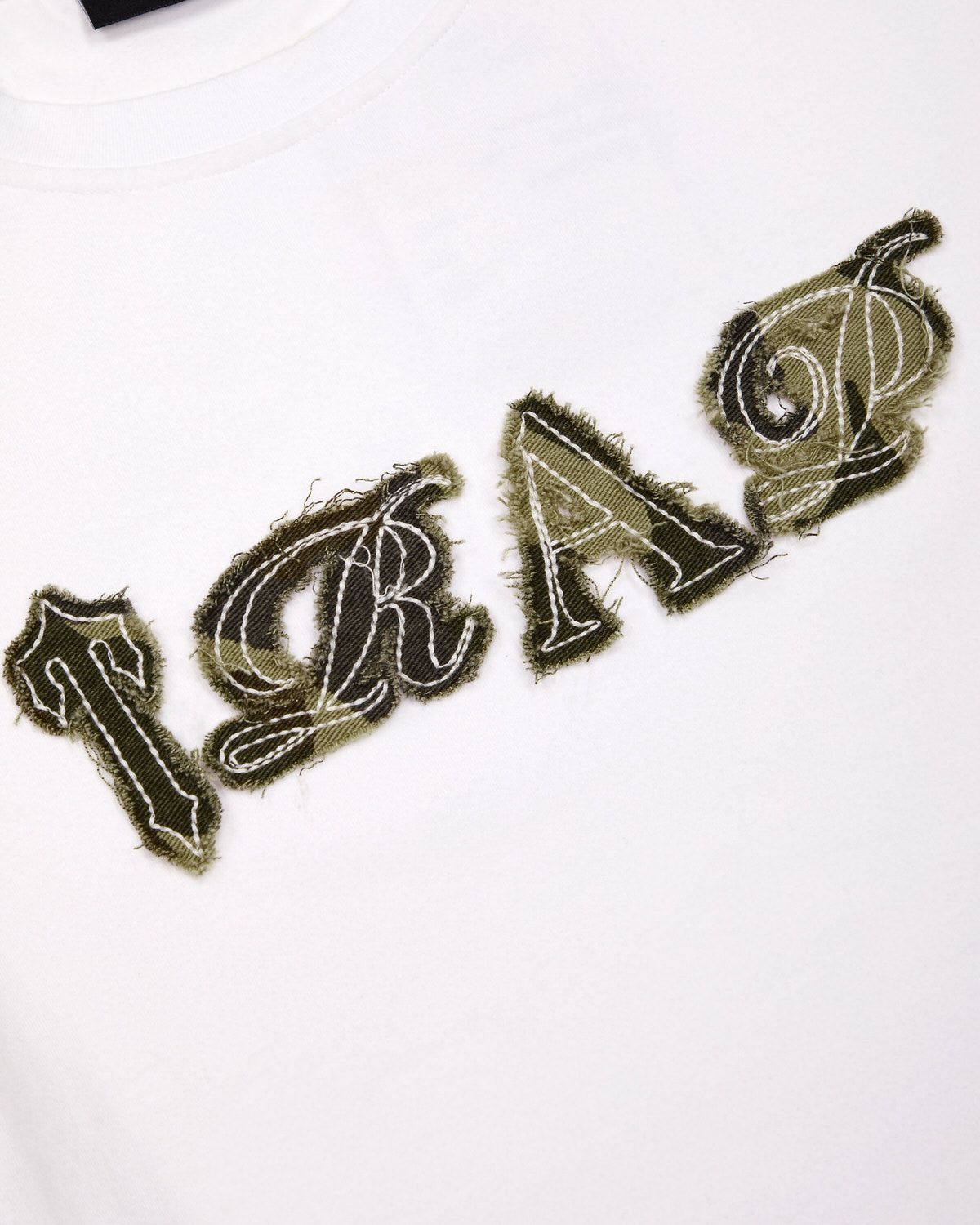 Women's Script Distressed Camo Applique Baby Tee - Khaki sold by Trapstar London product image thumbnail 3