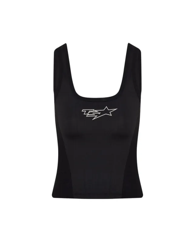 Women's TS STAR Contour Panel Vest - Black sold by Trapstar London