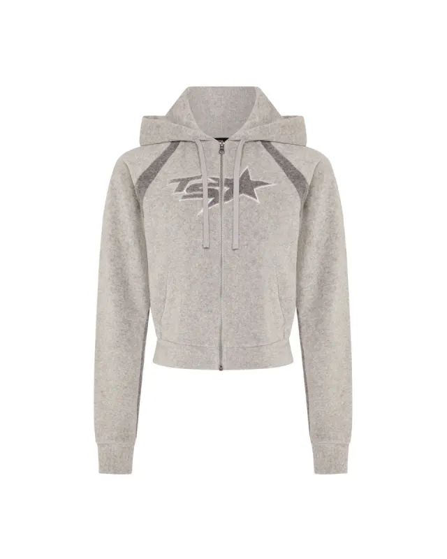 Women's TS Star Terry Towelling Track Top - Grey sold by Trapstar London