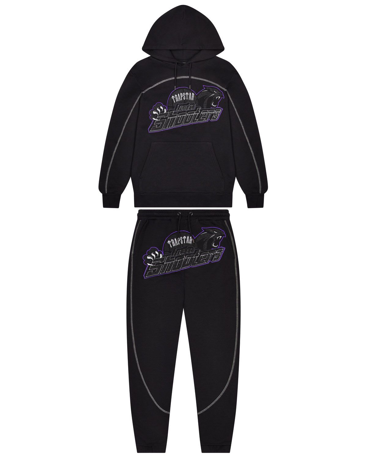 Shooters Arch Panel Hoodie Tracksuit - Black/Purple sold by Trapstar London