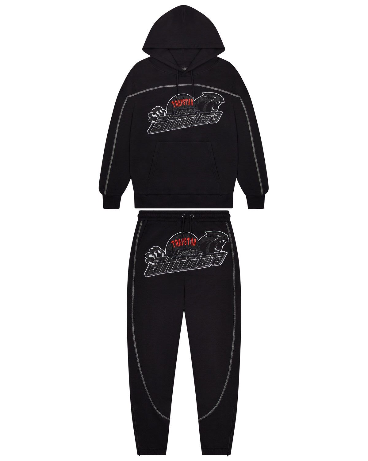 Shooters Arch Panel Hoodie Tracksuit - Black/Red sold by Trapstar London