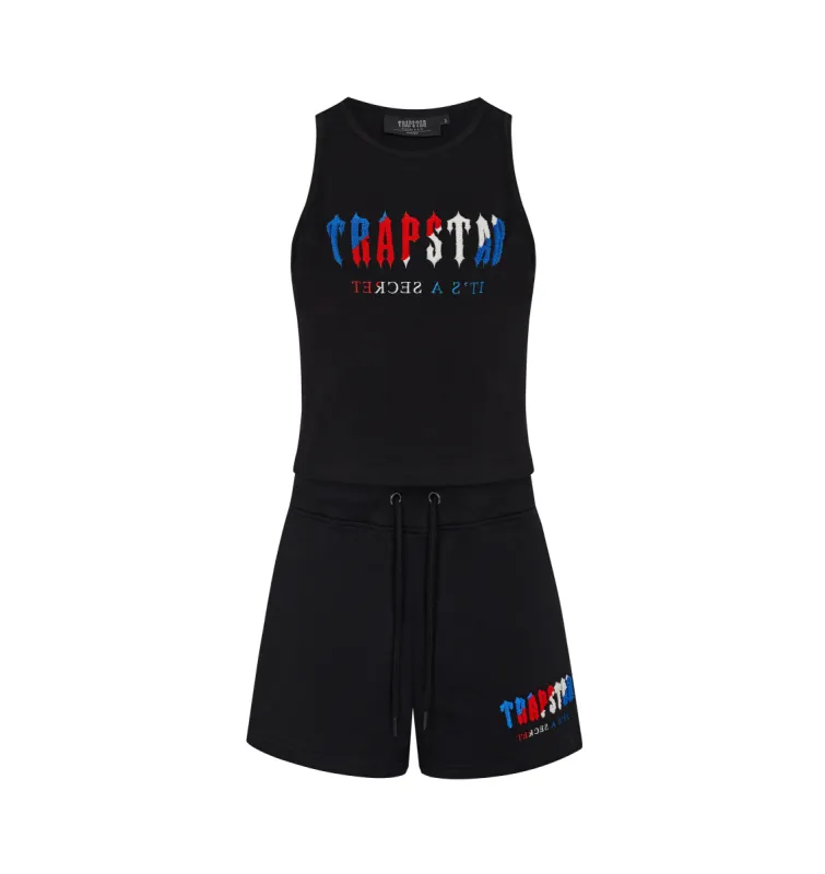 Womens Chenille Decoded Shorts Set - Black Revolution Edition sold by Trapstar London