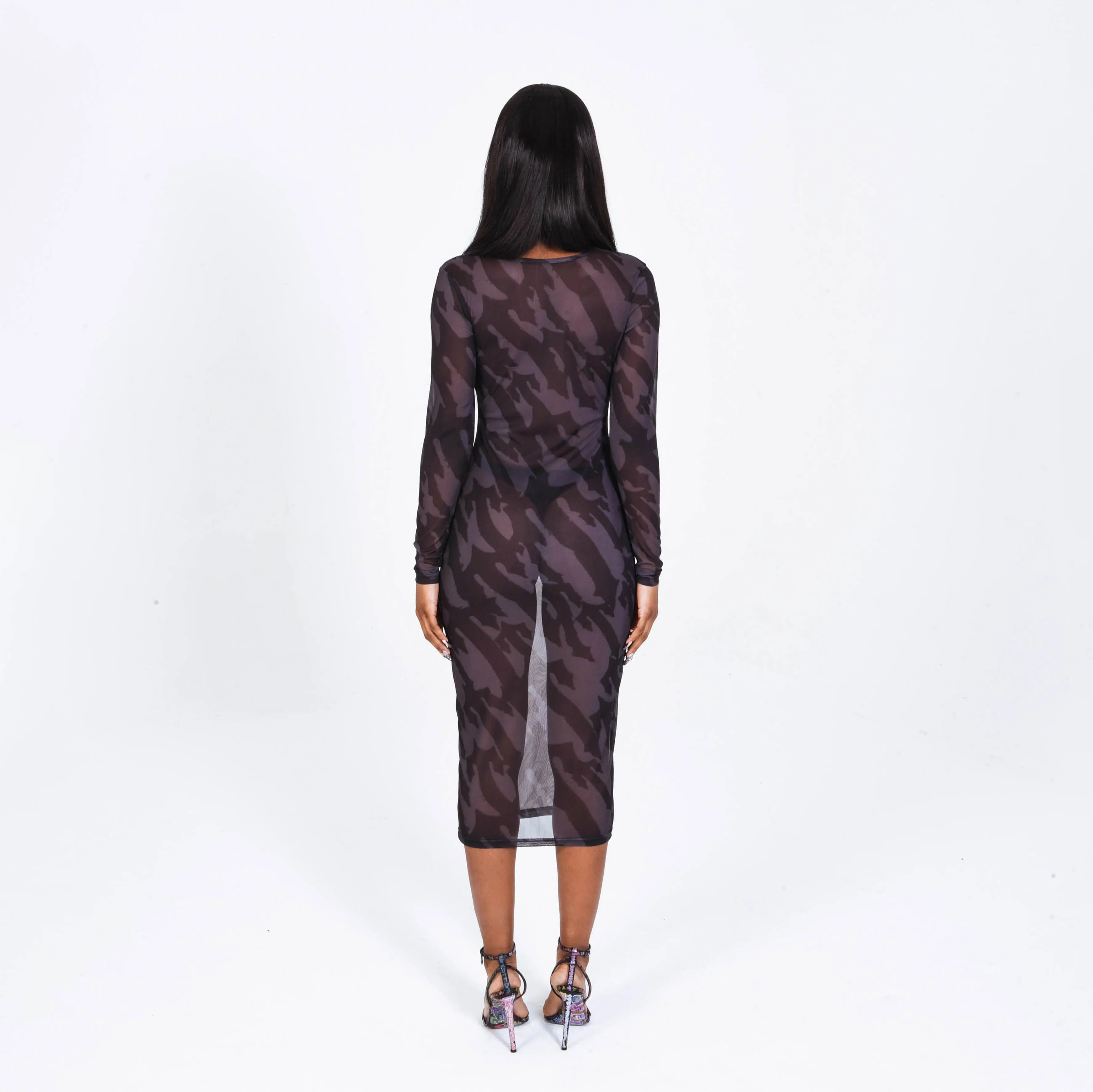 Women's T Allover Mesh Midi Dress sold by Trapstar London product image thumbnail 4