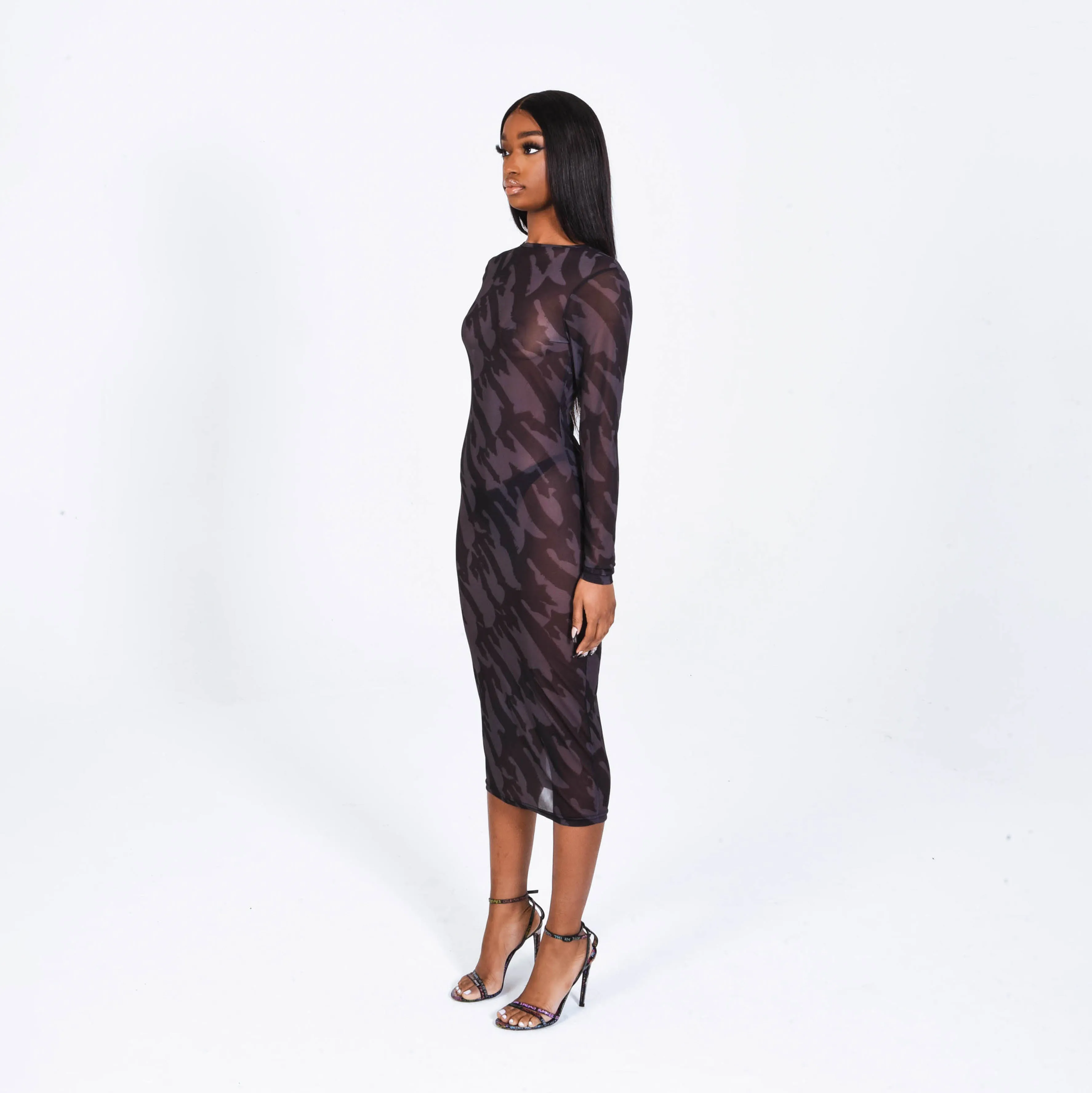 Women's T Allover Mesh Midi Dress sold by Trapstar London product image thumbnail 3