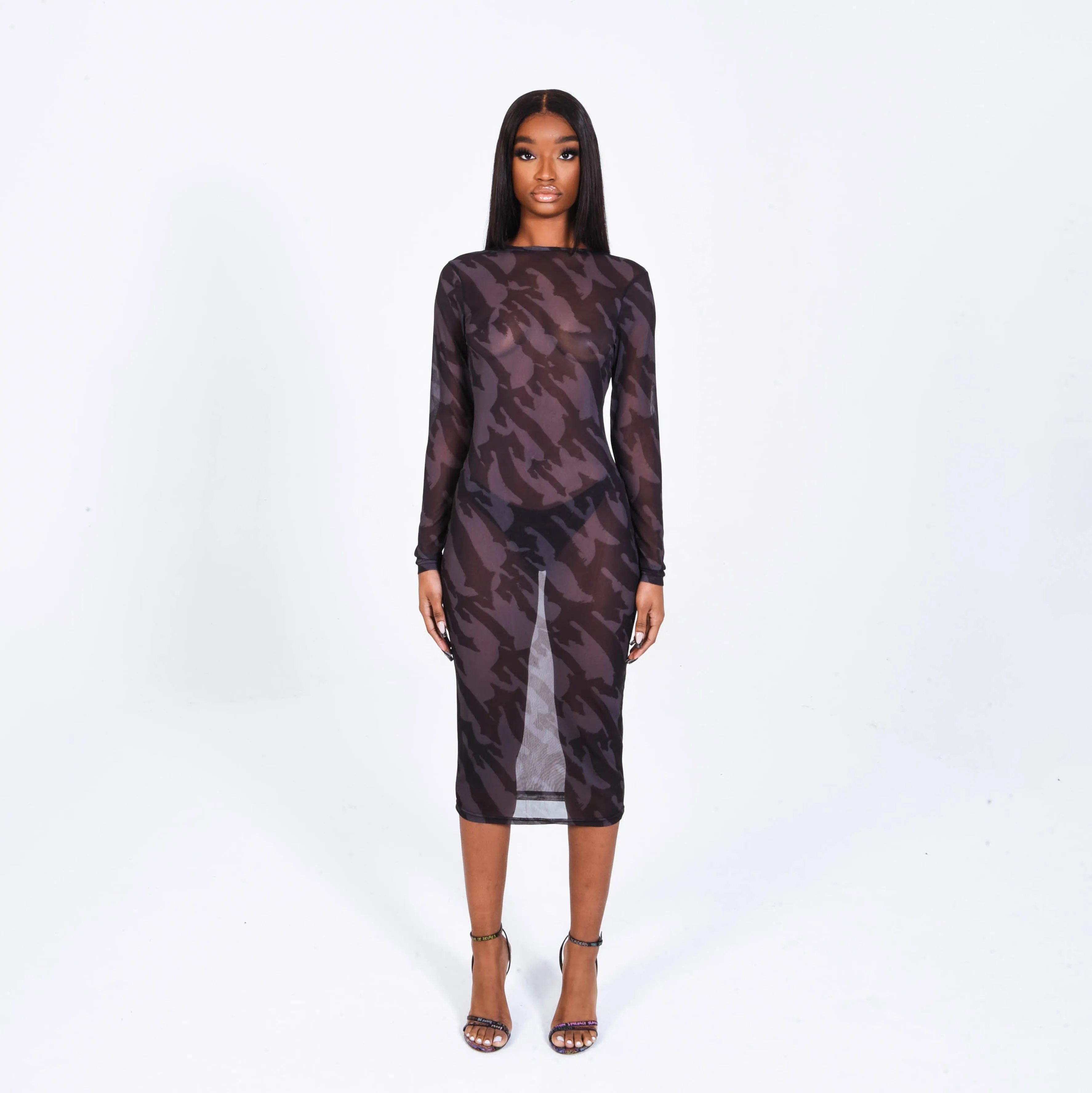 Women's T Allover Mesh Midi Dress sold by Trapstar London product image thumbnail 2