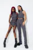 Women's Jacquard Fitted Zip Crop Top - Grey sold by Trapstar London