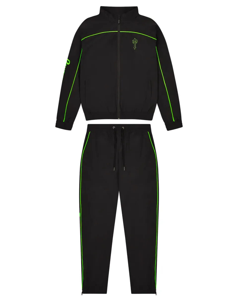 Trapstar x Psychworld Shellsuit - Black/Neon Green | Parallel
