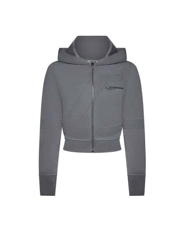 Womens Hyperdrive Rib Panel Zip Hoodie - Grey sold by Trapstar London