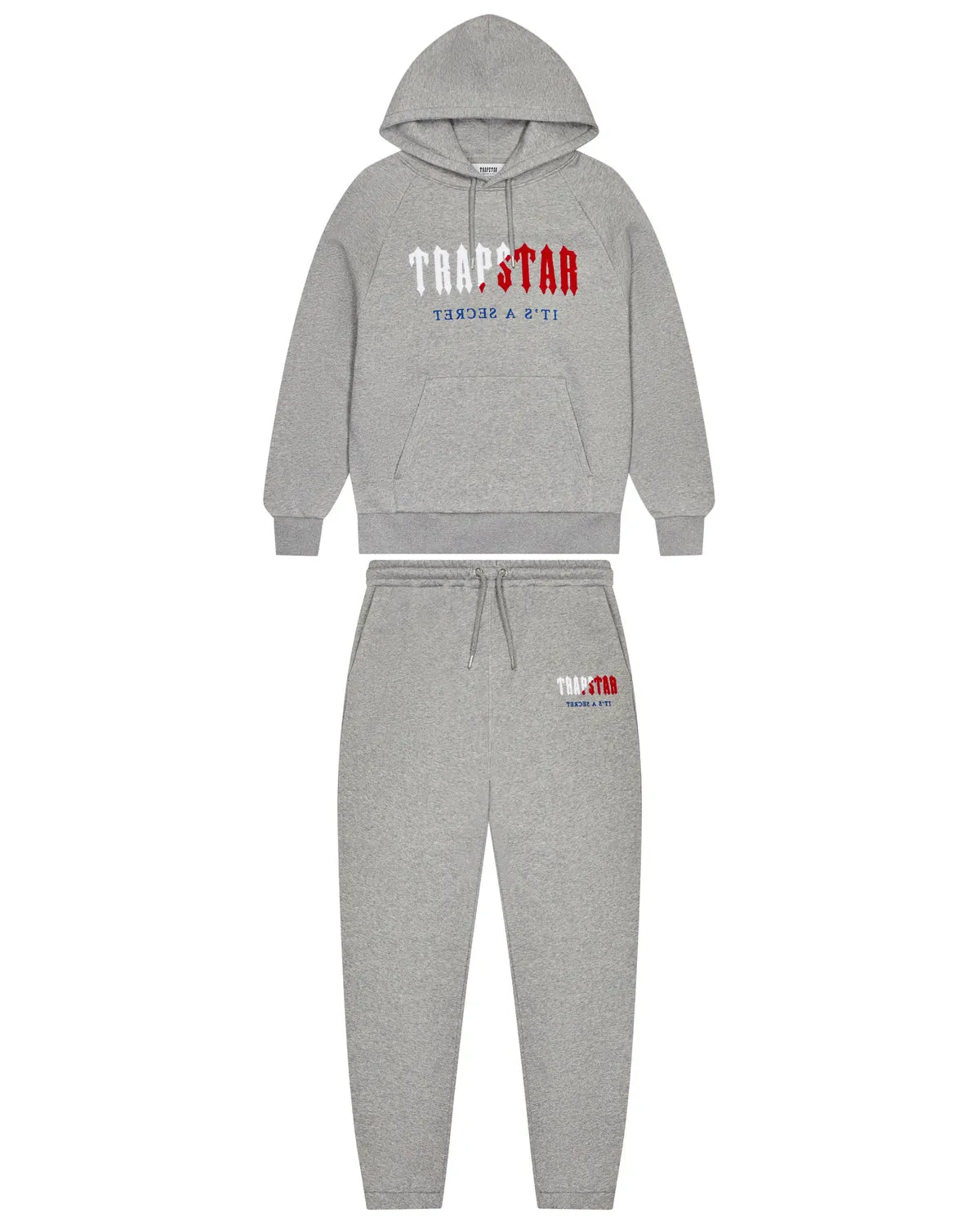 Decoded Chenille Hooded Tracksuit - Grey/Blue/Red sold by Trapstar London
