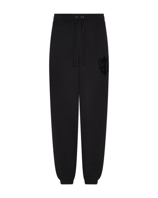 Women’s Irongate Royal-T Flock Jogging Bottoms - Black made by Trapstar London