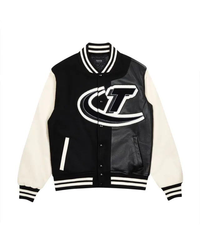 Hyperdrive T Chenille Varsity Jacket - Black/White sold by Trapstar London