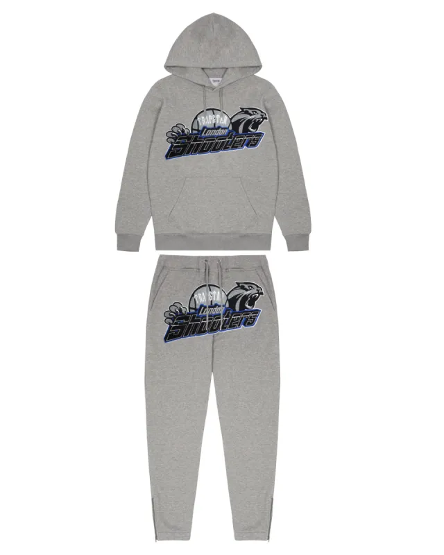 Shooters Hoodie Tracksuit - Grey/Blue 2.0 sold by Trapstar London