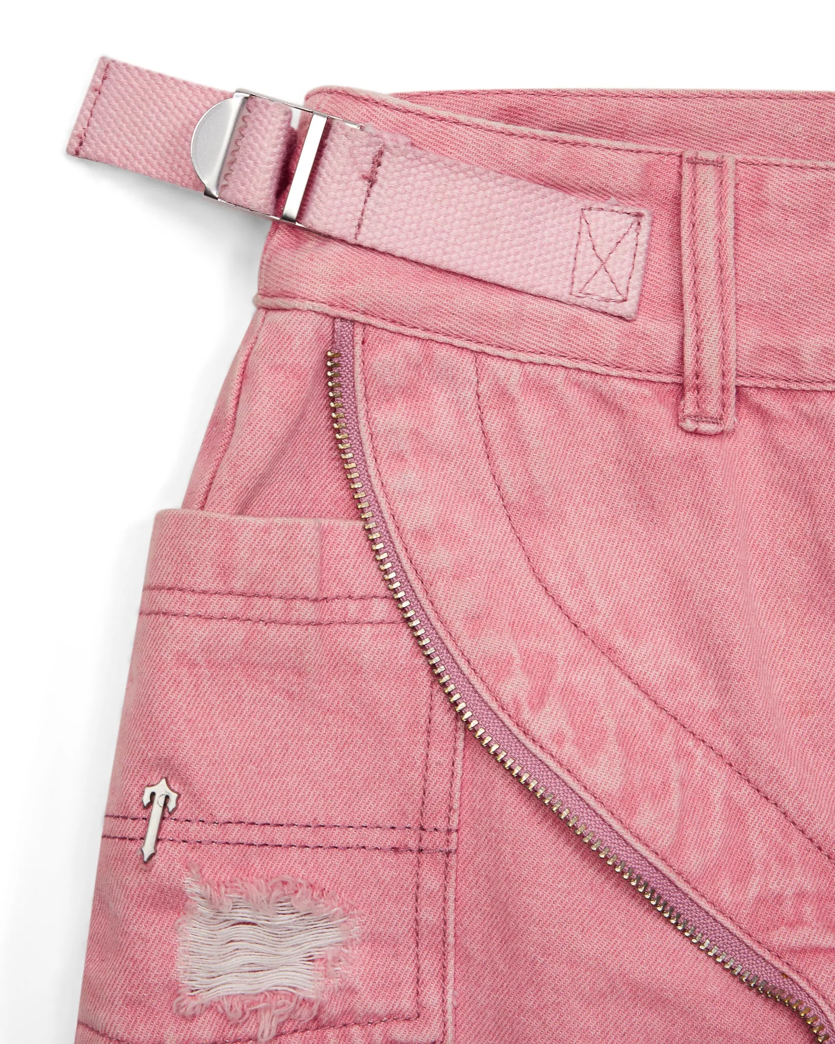 Women's Irongate T Denim Zip Detail Mini Skirt - Pink | Parallel