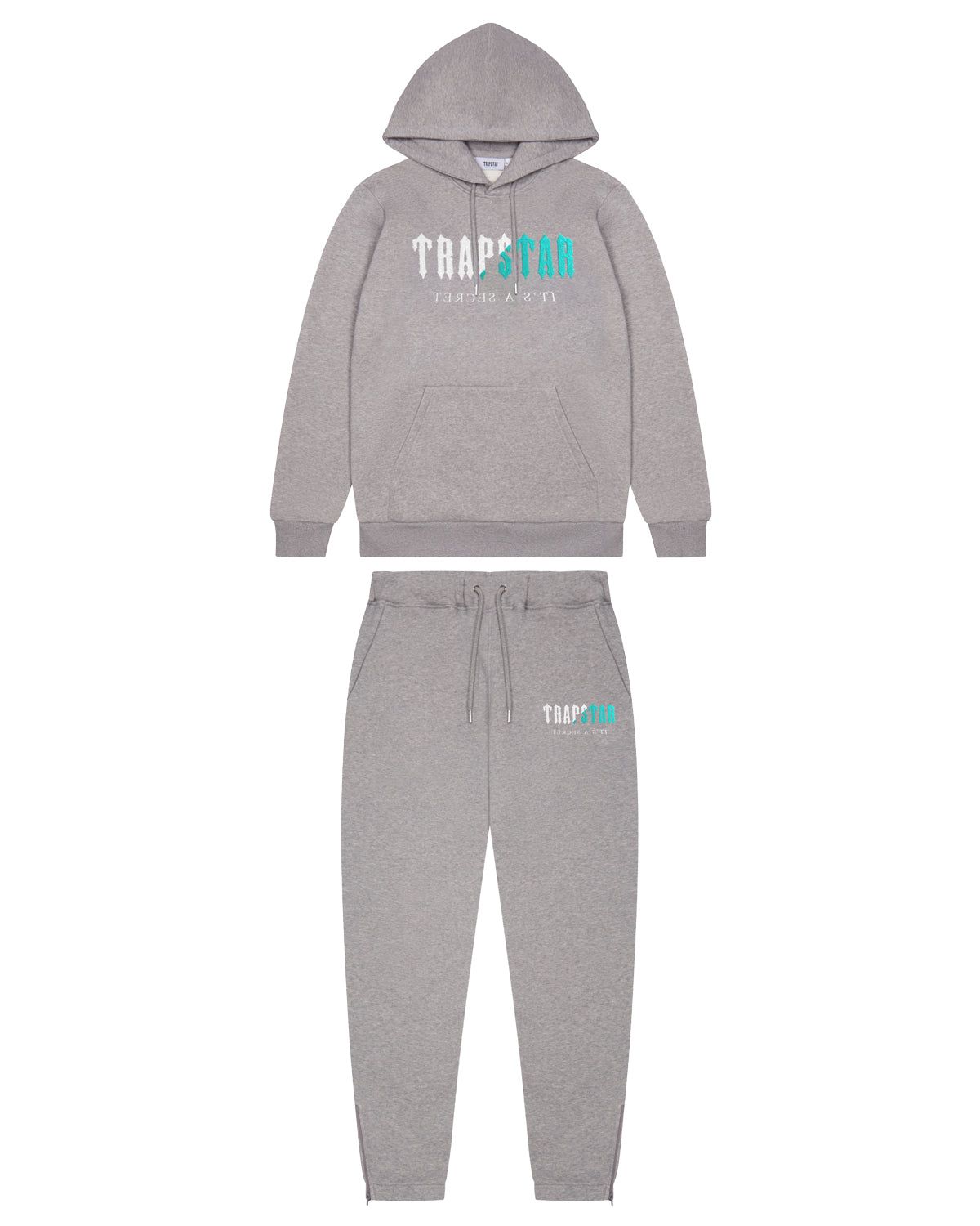 Decoded Chenille Hooded Tracksuit - Grey/Teal sold by Trapstar London