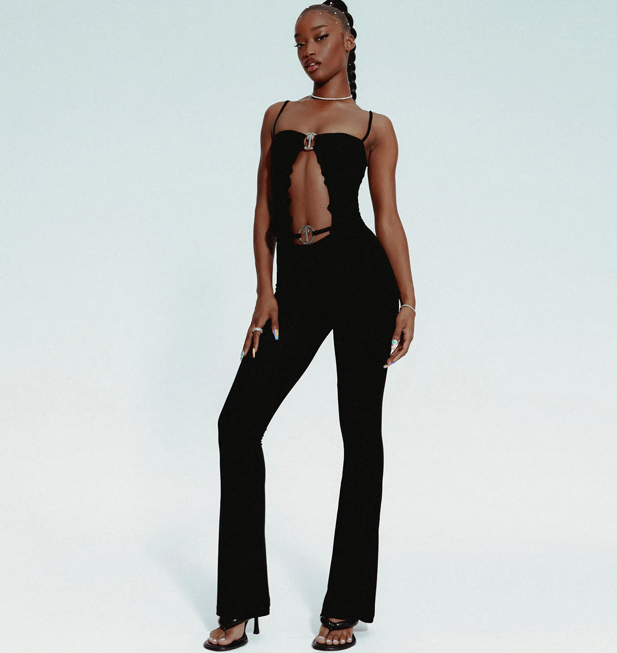 Women's V Front Flared Trousers - Black sold by Trapstar London product image thumbnail 4