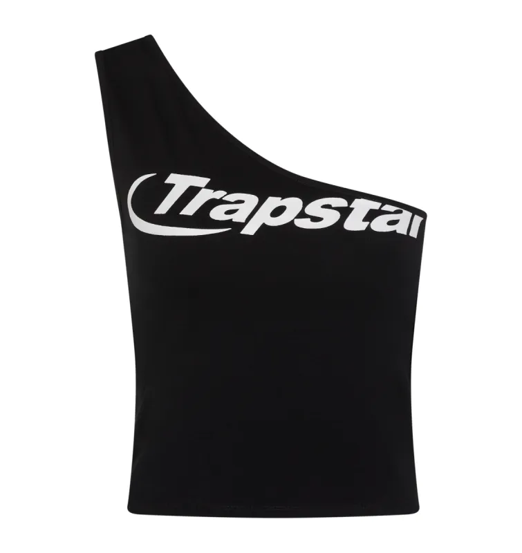 Women’s Hyperdrive One Shoulder Vest - Black/White sold by Trapstar London