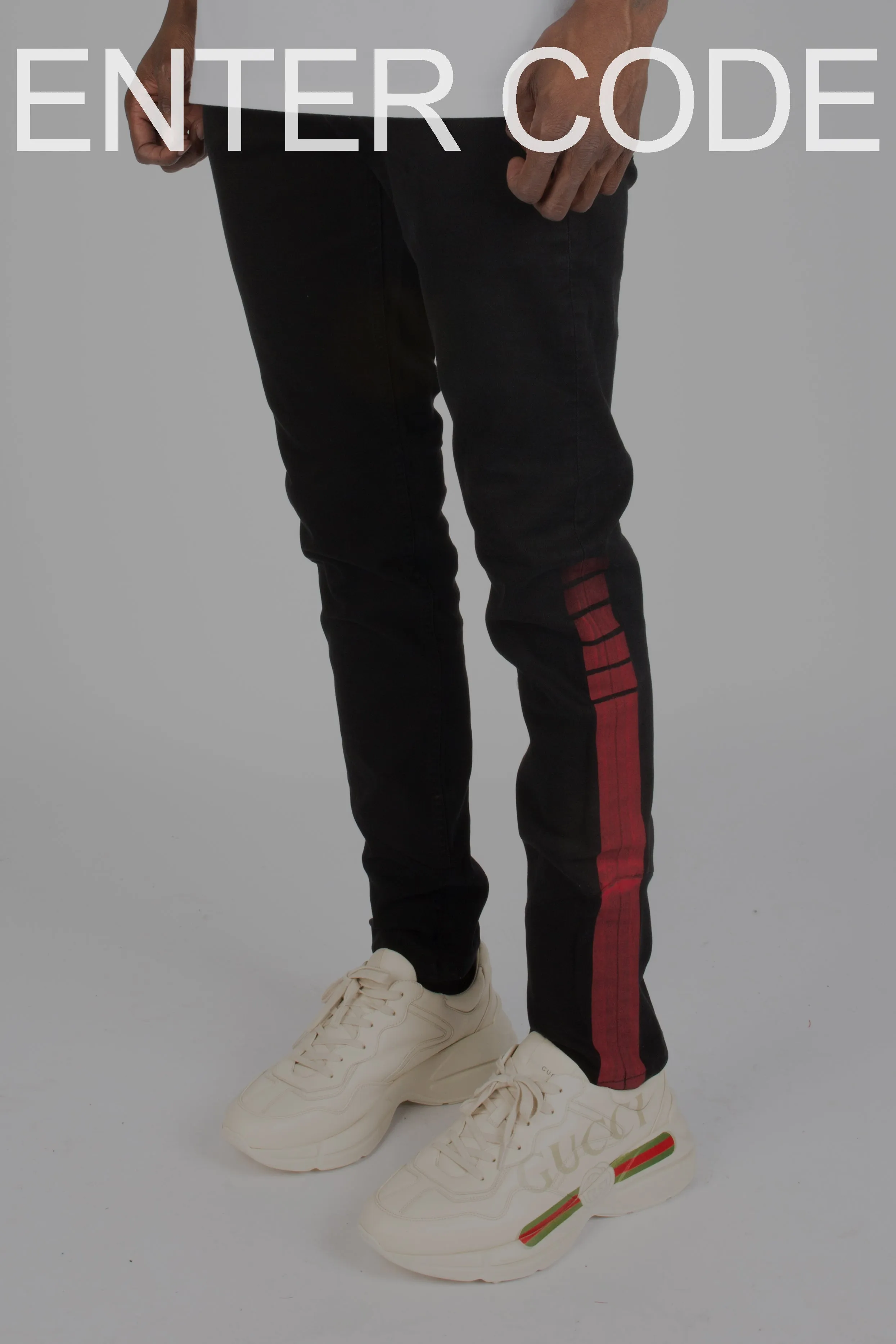 Trapstar Stripe Denim Jeans - Black/Red sold by Trapstar London product image thumbnail 2