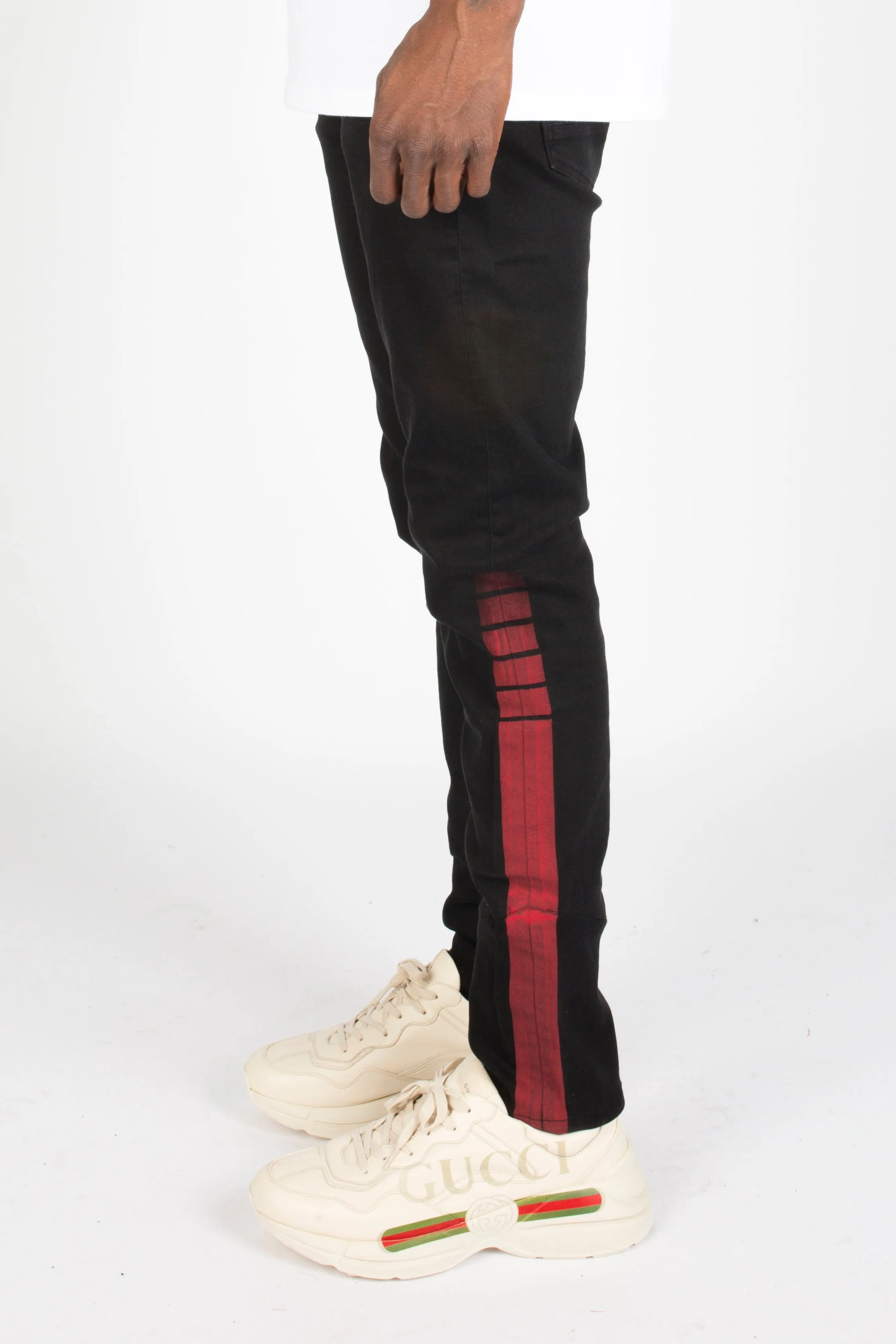 Trapstar Stripe Denim Jeans - Black/Red sold by Trapstar London product image thumbnail 4
