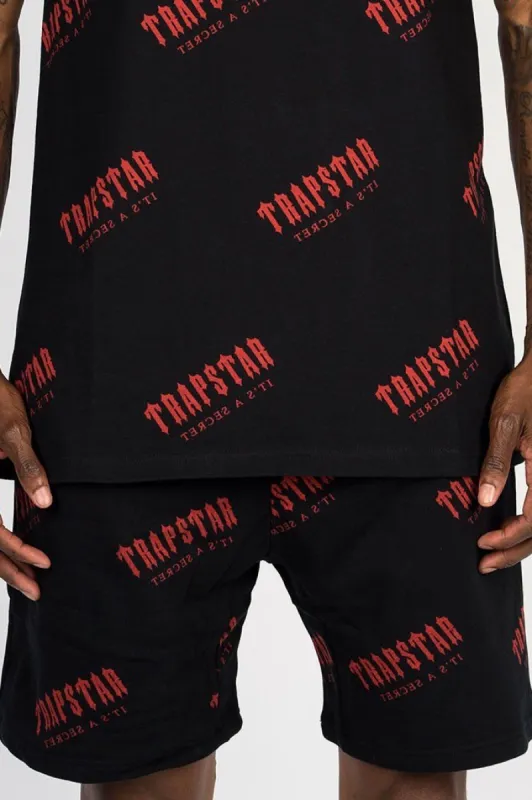 Allover Decoded Shorts - Black/Red sold by Trapstar London