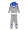 V Stripe Hoodie Tracksuit - Cobalt Blue/Marl Grey/White sold by Trapstar London