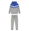 V Stripe Hoodie Tracksuit - Cobalt Blue/Marl Grey/White sold by Trapstar London