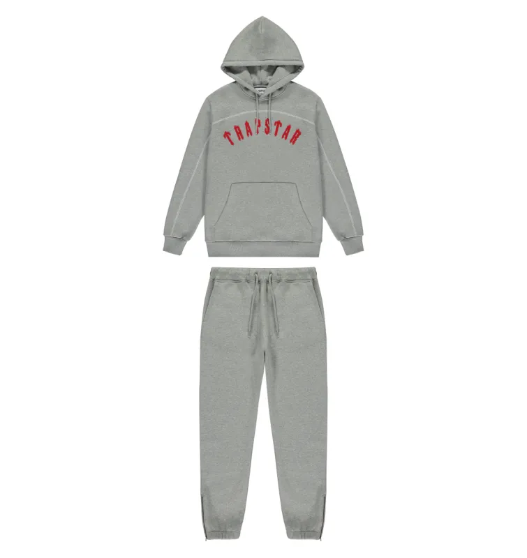 Arch Panel Hoodie Tracksuit - Grey/Red sold by Trapstar London