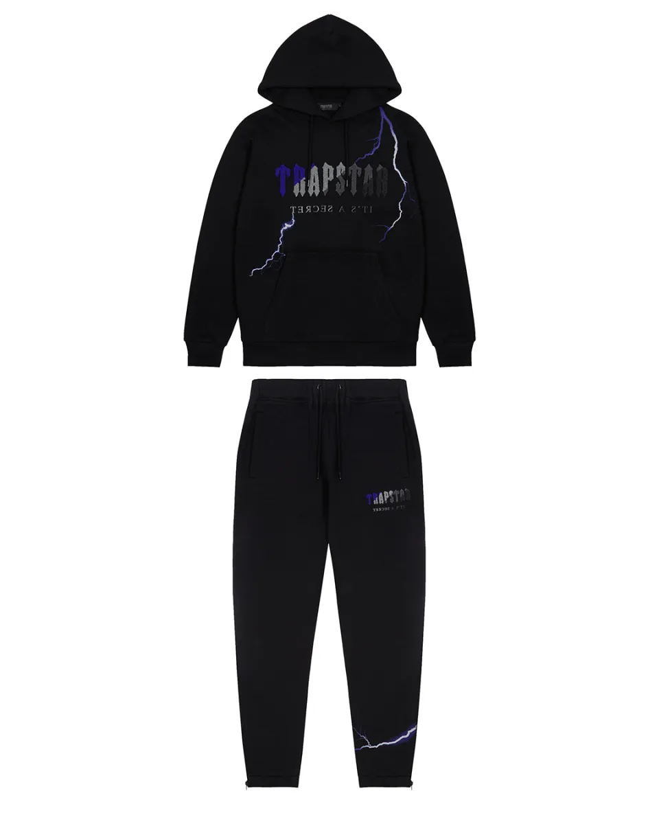 【Trapstar London】CHENILLE DECODED HOODIE TRACKSUIT Trapstar Chenille Decoded Hoodie Tracksuit Black/Light Blue