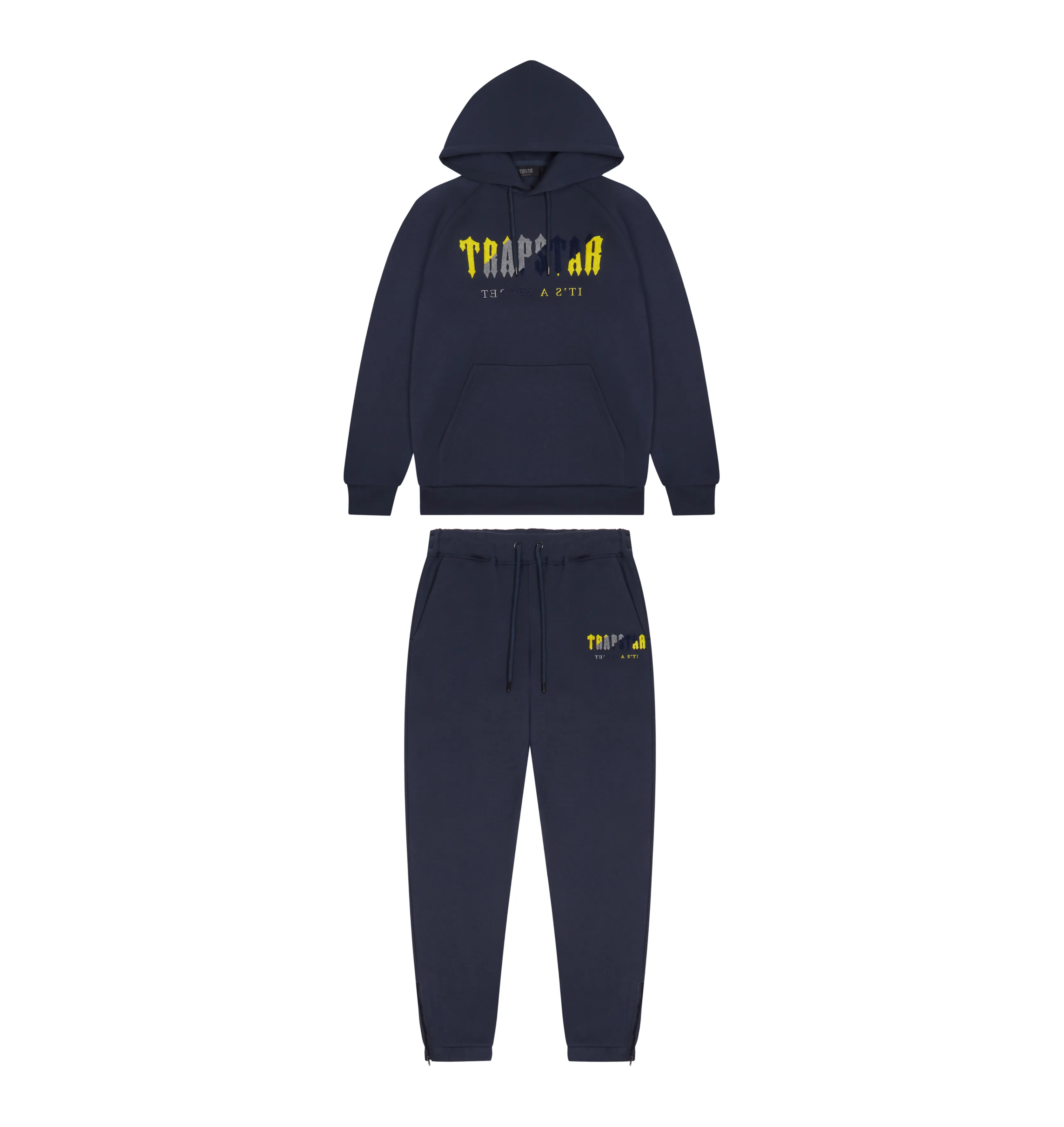 Chenille Decoded Hoodie Tracksuit - Navy/Yellow sold by Trapstar London