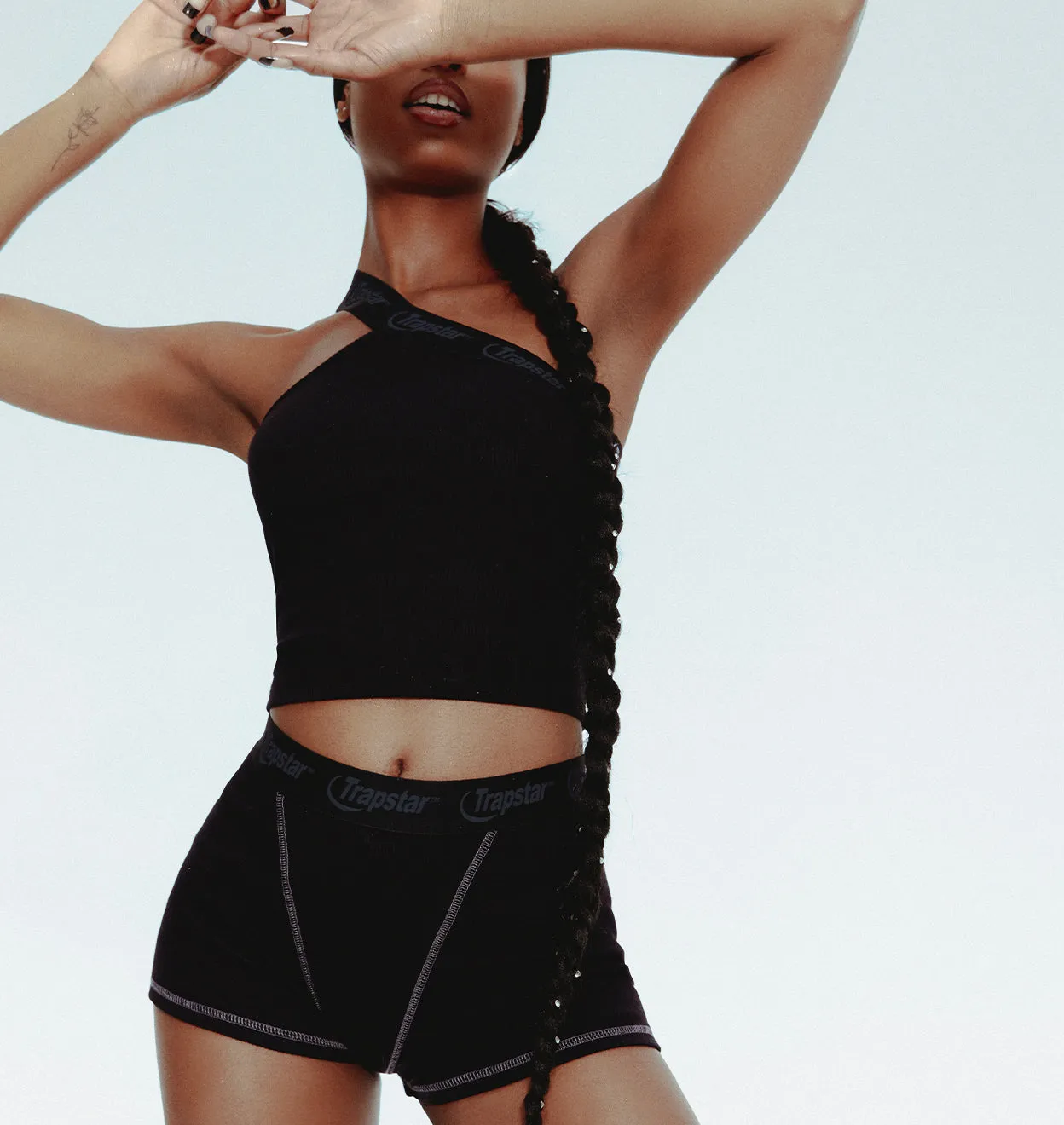 Women's Hyperdrive Contrast Stitch One Shoulder Top - Black sold by Trapstar London product image thumbnail 2