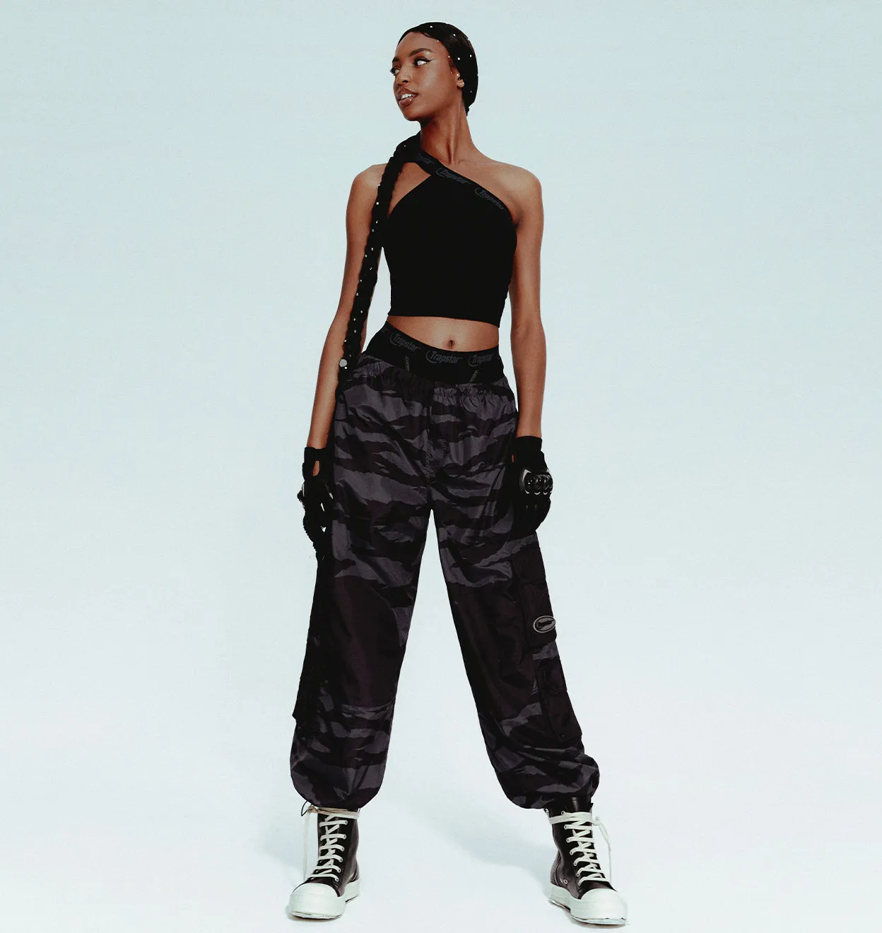 Women's Hyperdrive Contrast Stitch One Shoulder Top - Black sold by Trapstar London product image thumbnail 4