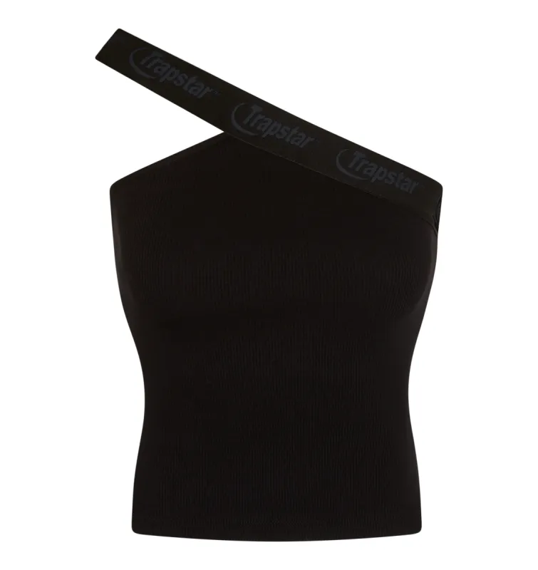 Women's Hyperdrive Contrast Stitch One Shoulder Top - Black sold by Trapstar London
