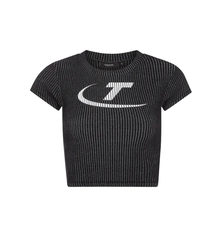 Women's Two Tone Rib Tee - Black/White sold by Trapstar London