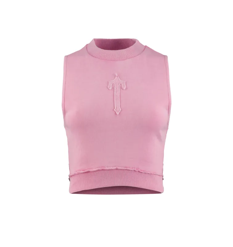 Women's T Fleece Crop Top - Washed Pink sold by Trapstar London