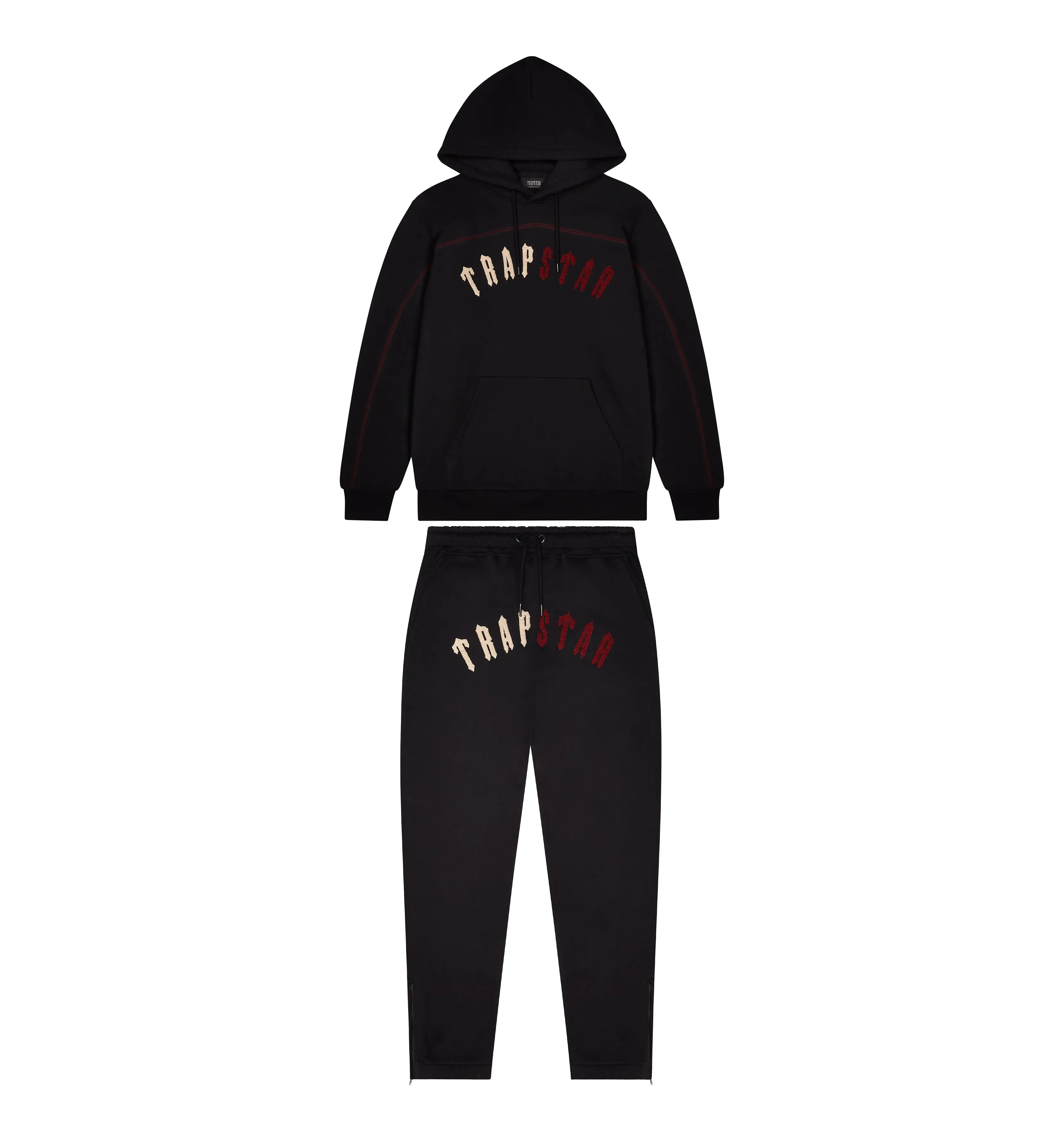 Irongate Chenille Arch Hooded Tracksuit - Black/Brindle/Zinfandel sold by Trapstar London