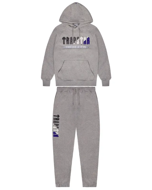 Chenille Decoded 2.0 Hoodie Tracksuit - Grey/Blue sold by Trapstar London
