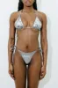 Womens Hyperdrive Metallic Bikini Bottoms - Grey sold by Trapstar London