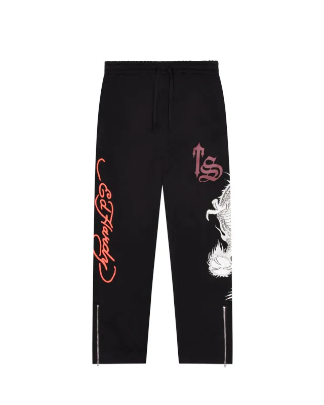 Trapstar x Ed Hardy Script Jogger - Black/Red sold by Trapstar London