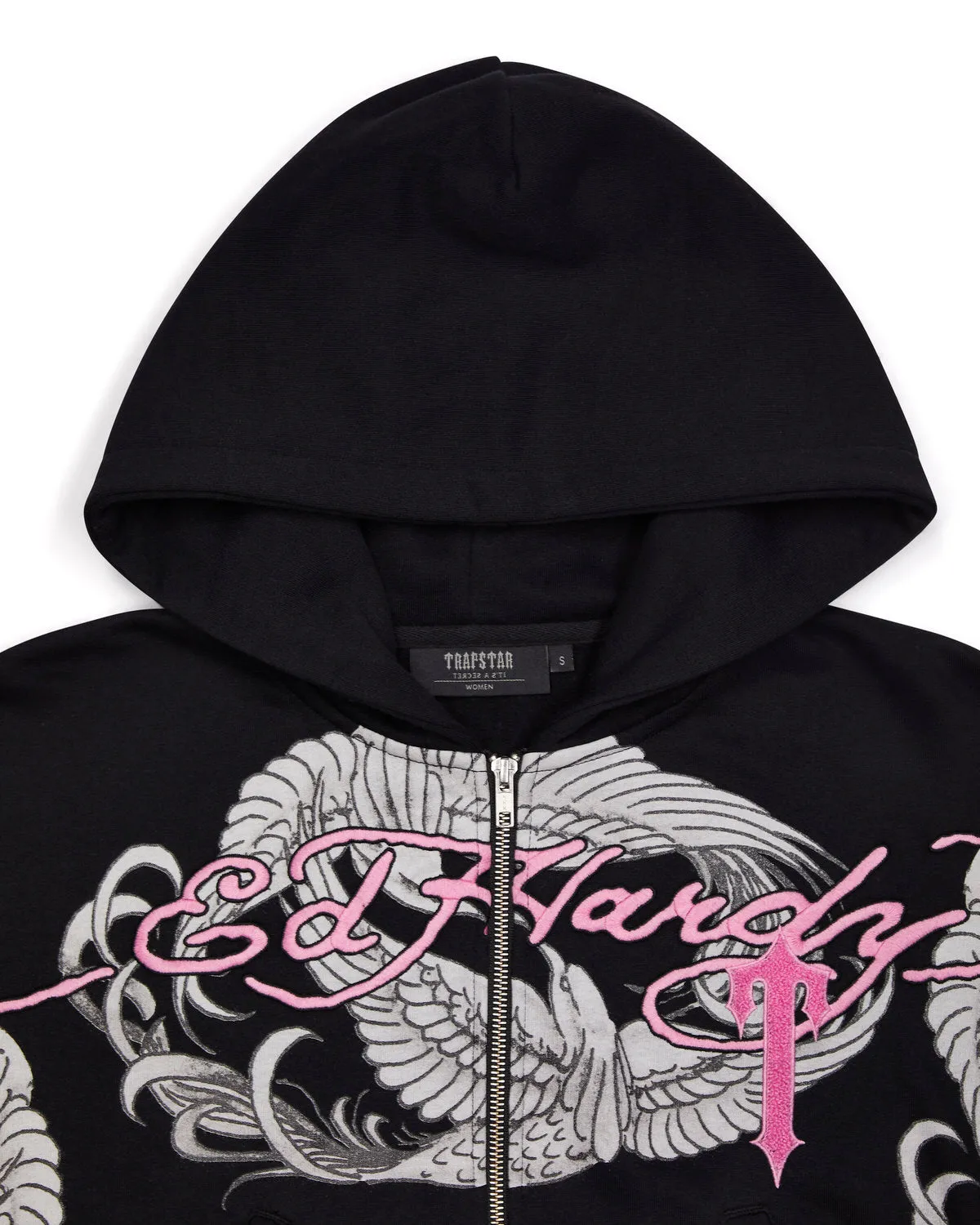Trapstar x Ed Hardy Women's Hoodie - Black/Pink sold by Trapstar London product image thumbnail 3
