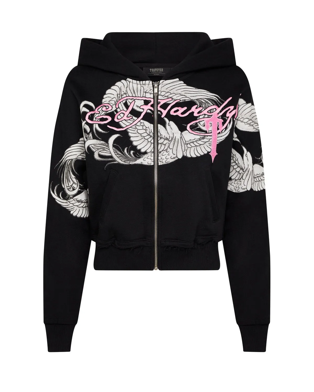 Trapstar x Ed Hardy Women's Hoodie - Black/Pink sold by Trapstar London
