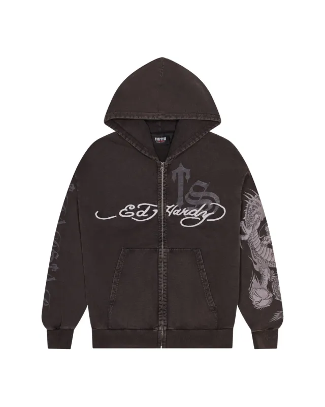 Trapstar x Ed Hardy Script Hoodie - Grey sold by Trapstar London