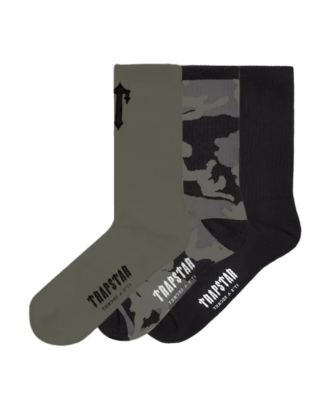 TRAPSTAR☆3 Pack Irongate T Socks 3足セット 靴下 4種【UK発】 3 Pack Irongate T Socks - Black* | Parallel