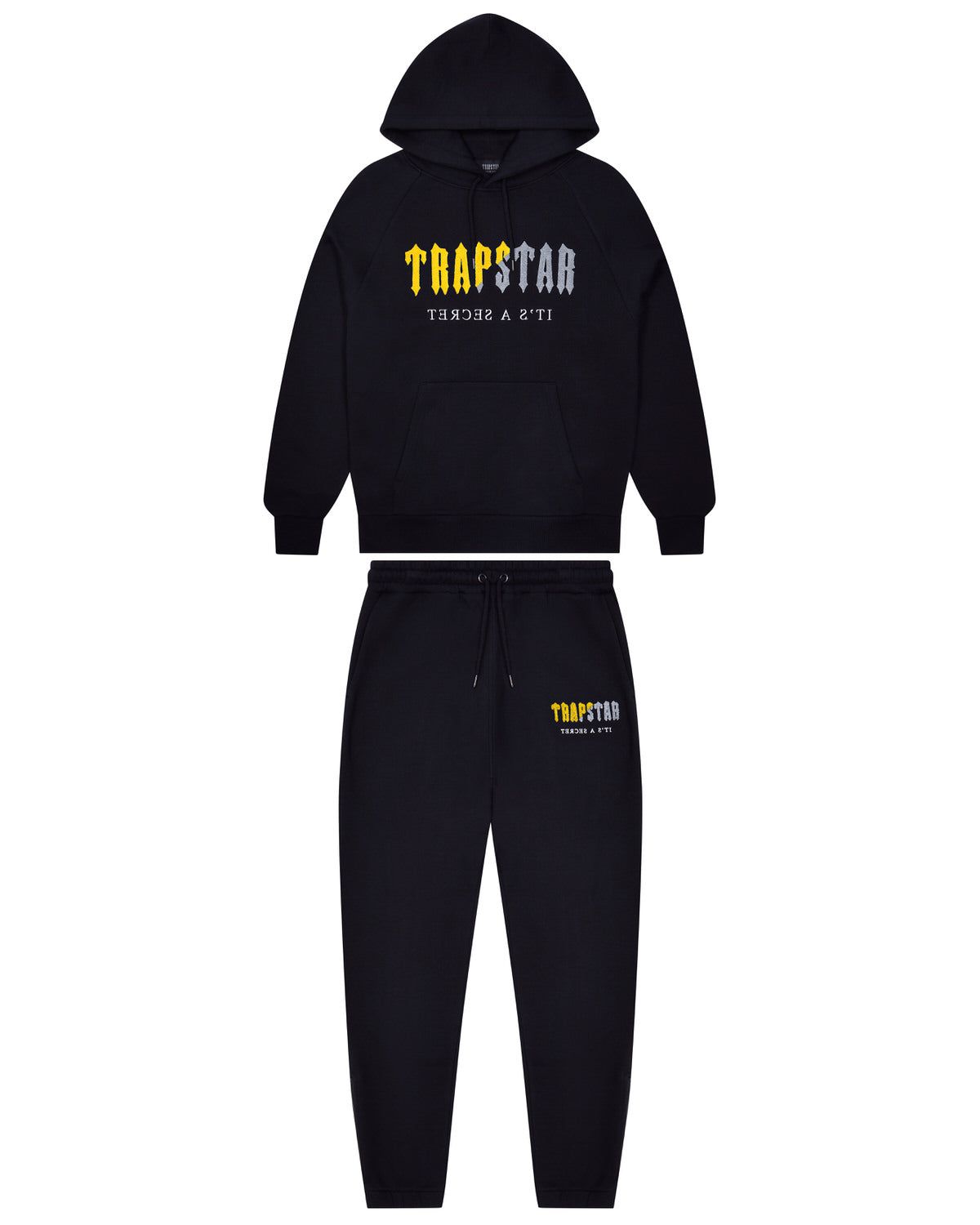 Decoded Chenille Hooded Tracksuit - Black/Yellow sold by Trapstar London
