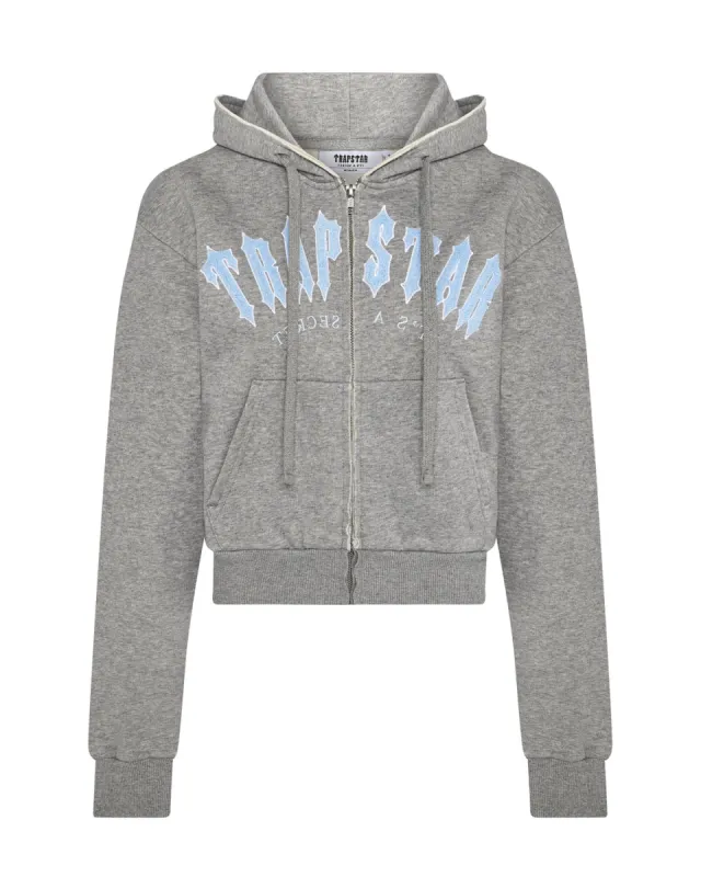 Women's Irongate Arch Chenille Embroidery Zip Through- Grey/Blue sold by Trapstar London