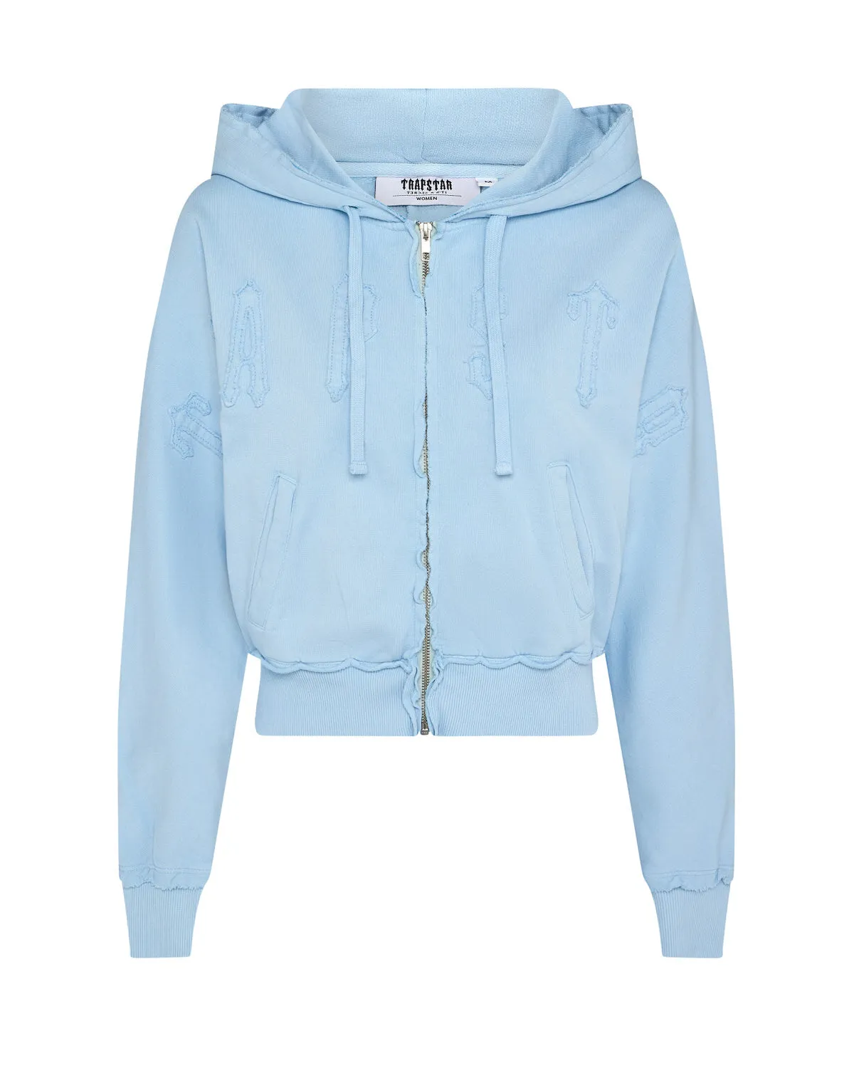 Women's Irongate Cropped Batwing Zip Hoodie - Baby Blue sold by Trapstar London