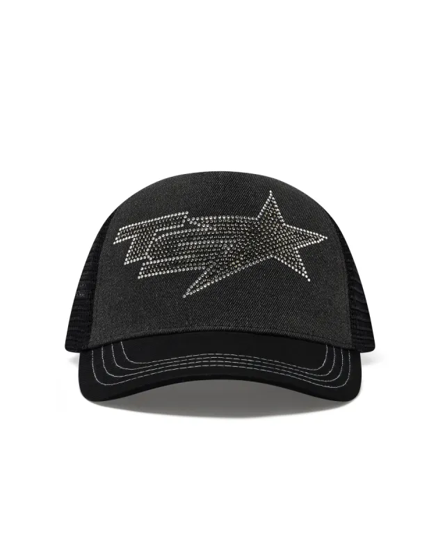 【Trapstar London 】Denim Diamante TS Star Trucker キャップ TRAPSTAR☆Denim Diamante TS Star Trucker キャップ【UK発